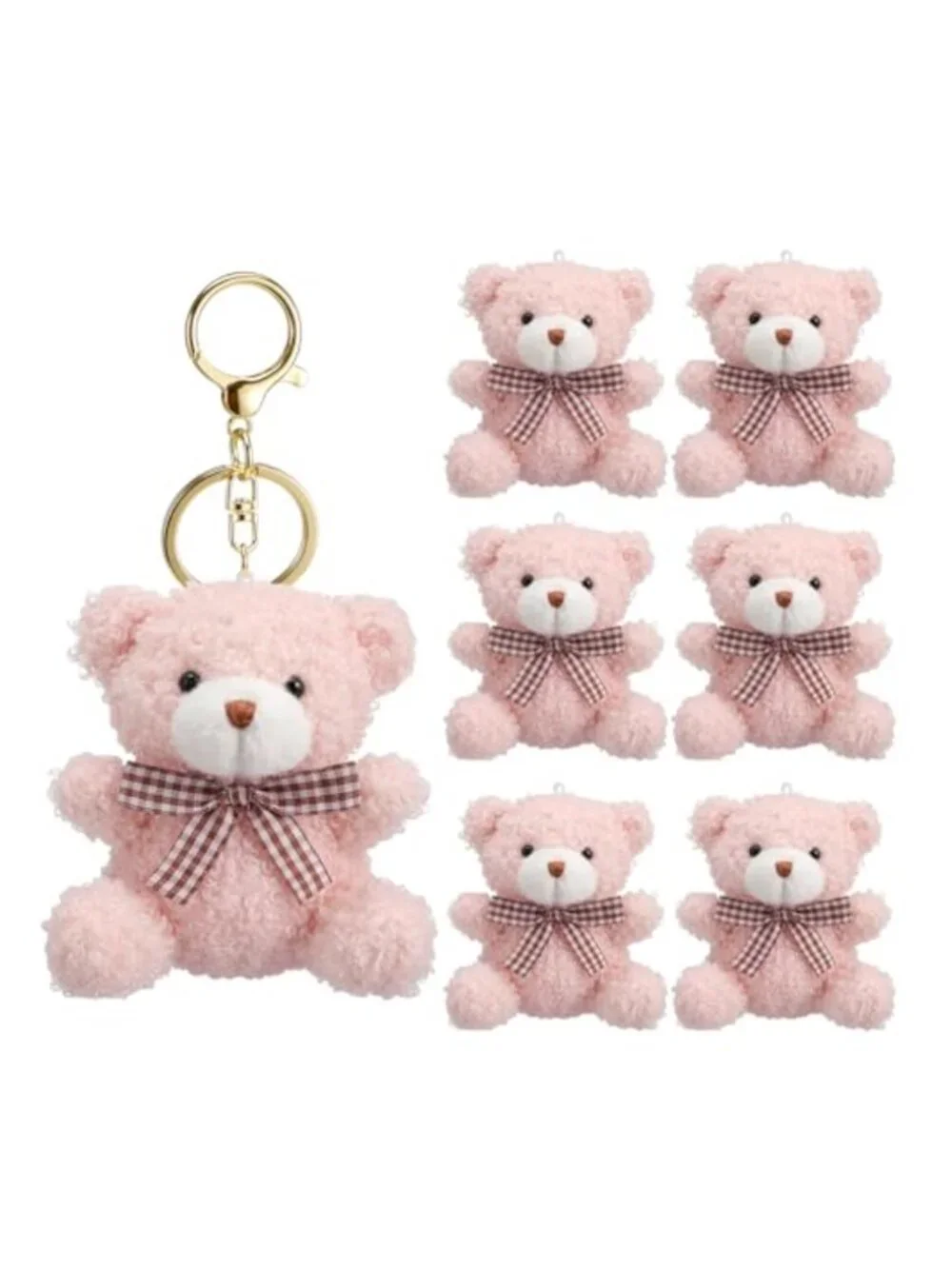 Adorable Bear Plush Keychain Set of 6 Cute Stuffed Bag Charm